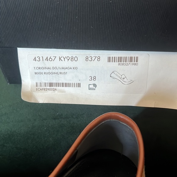 Gucci Jordaan Canvas GG Monogram Loafers 38 Beige Ruggine Rust NIB - Picture 2 of 3